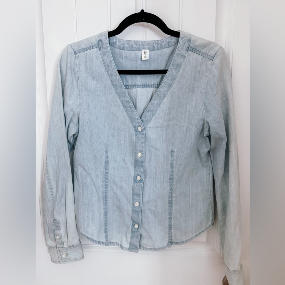 BP Light Denim Button-Down Shirt - Picture 2 of 6